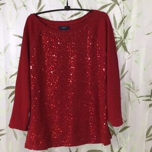 SALE!  Chaps Women's Red Sequin Top